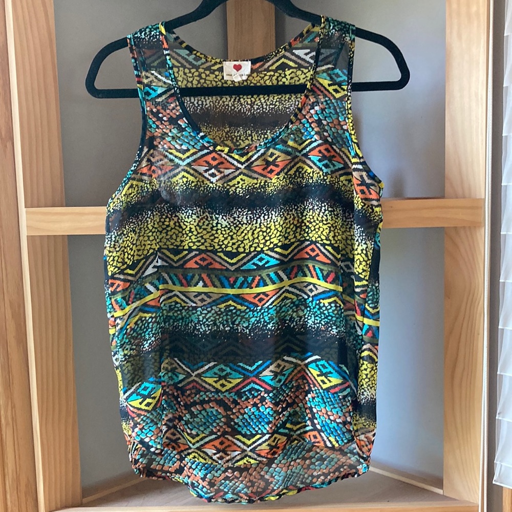 Sheer patterned tank top